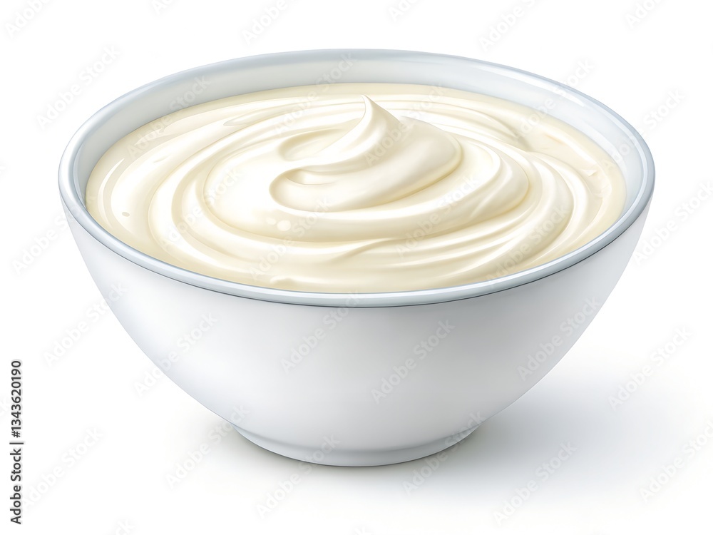 Bowl of white yoghurt isolated on a white background Bowl of white yoghurt isolated on a white background