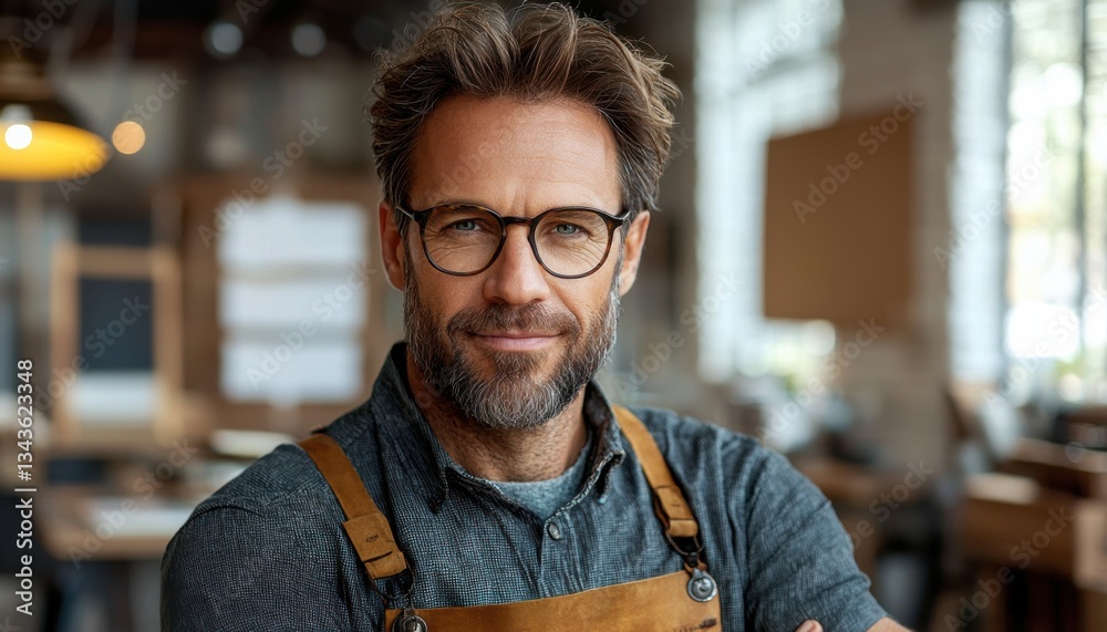 Capture the essence of modern leadership with this stunning image featuring an Entrepreneur with glasses in a relaxed pose Envision success and innovation in a contemporary office setting Perfect for Capture the essence of modern leadership with this stunning image featuring an Entrepreneur with glasses in a relaxed pose Envision success and innovation in a contemporary office setting Perfect for