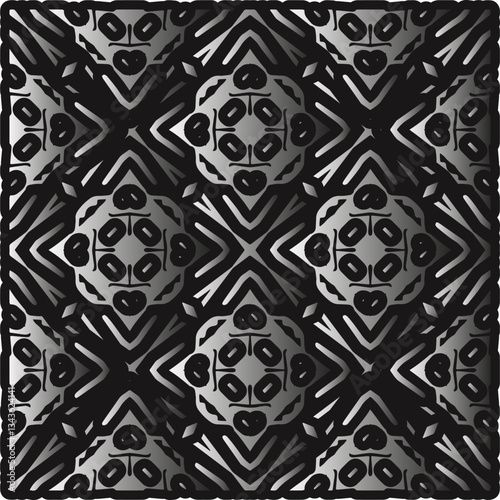Silver metallic gradient with repeat Pattern . Abstract metallic background.