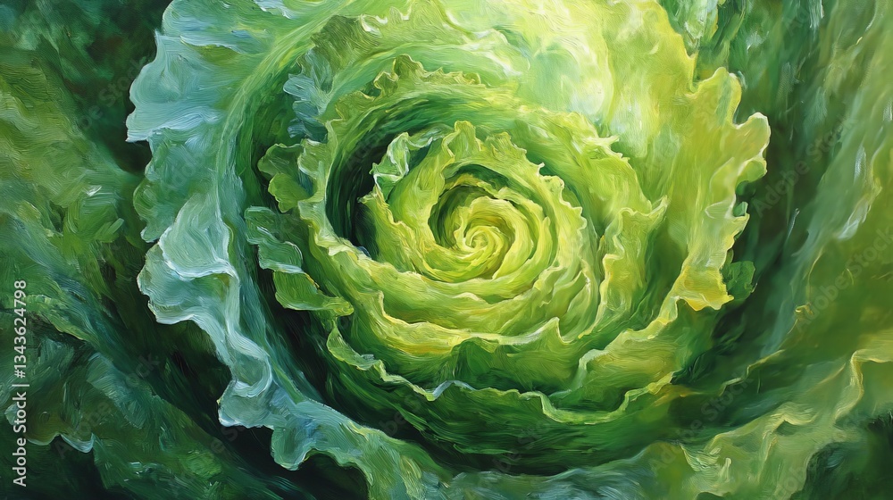 Fototapeta premium Abstract Green Lettuce Painting