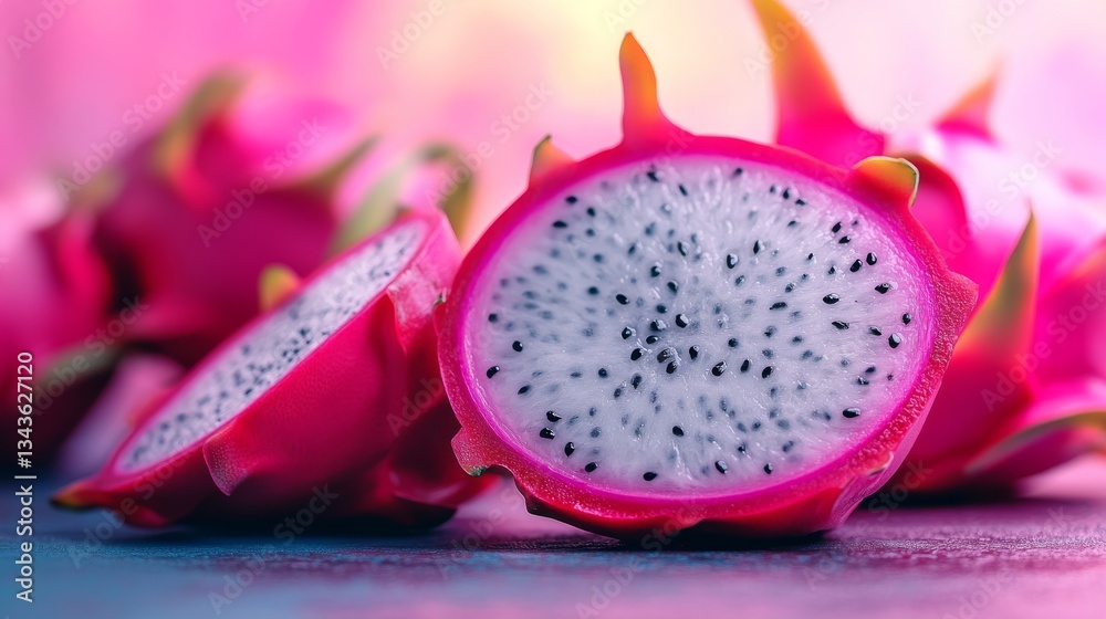 Close-up of a Dragon Fruit Slices Close-up of a Dragon Fruit Slices