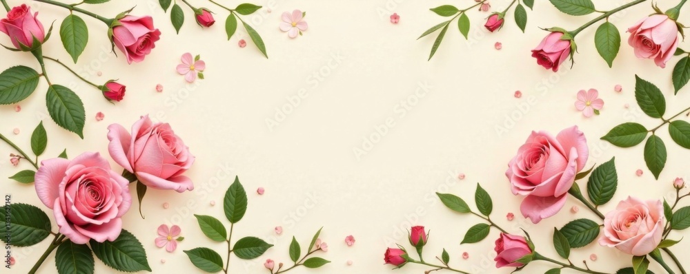 Floral patterns on a luxurious cream background with delicate roses and greenery , elegant patterns, luxury flowers Floral patterns on a luxurious cream background with delicate roses and greenery , elegant patterns, luxury flowers
