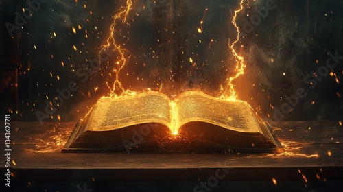 Ancient Opened Book Picture Book Illustration for Stock Photos