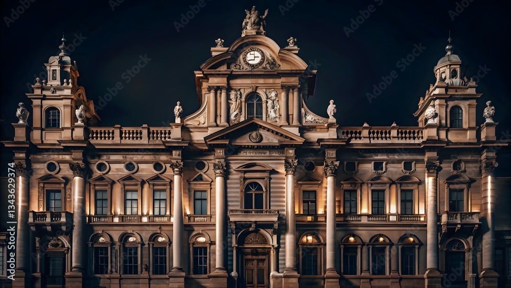 Obraz premium Illuminated Classical Building at Night