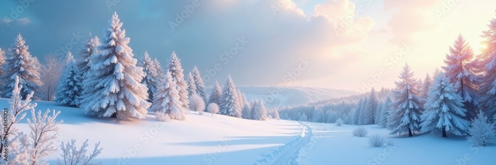 Frosty landscape with snow-covered trees frozen in time , frozen, serene, trees Frosty landscape with snow-covered trees frozen in time , frozen, serene, trees