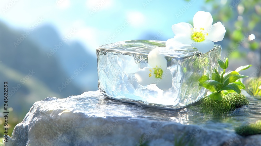 Icy flowers on a mountaintop
