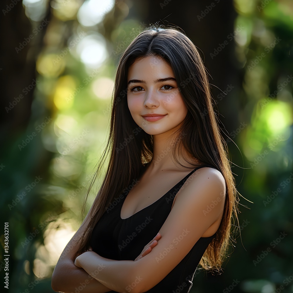 Naklejka premium Photo of Woman in Black Dress Standing Outdoors