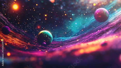 Transcendental Chakras in Space Meditation Futuristic Colors