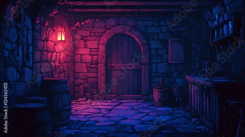 Dark Underground Dungeon Fantasy Adventure Tabletop Role-Playing Game Scene