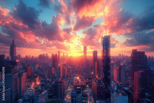 Wallpaper Mural NYC Skyline Sunset Aerial View of City Torontodigital.ca