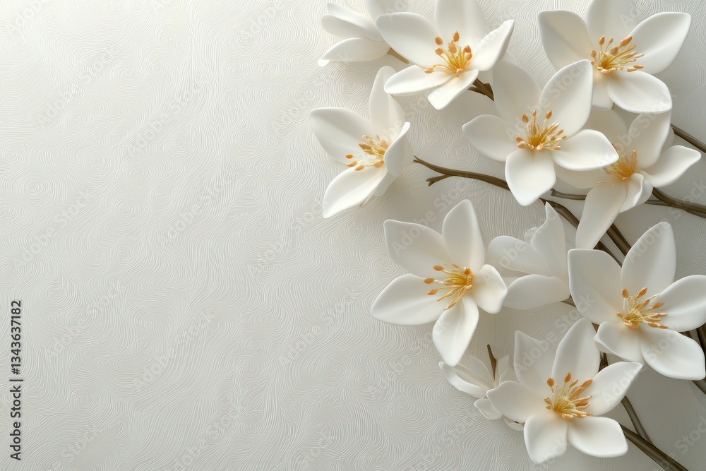 Obraz premium 3D icon of Wintersweet flowers, displayed with a traditional Chinese background for cultural visuals.