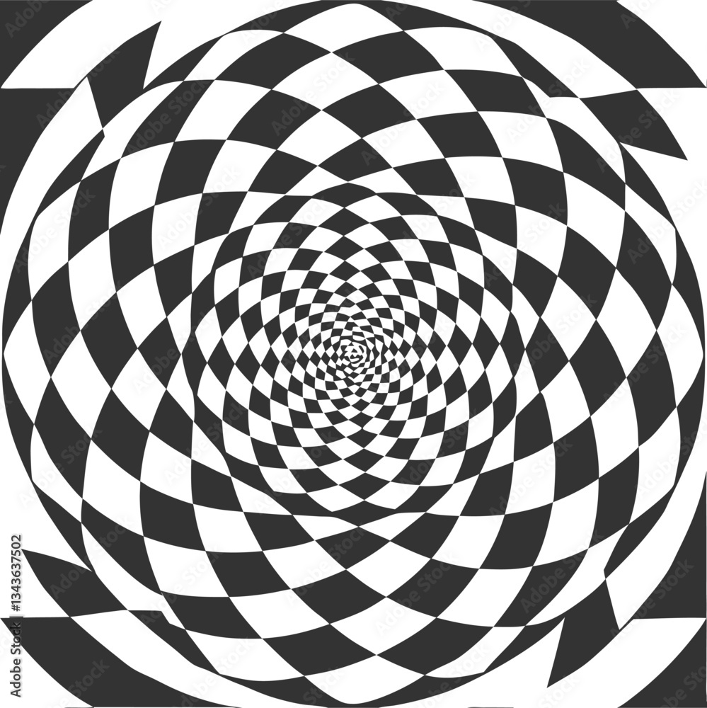 Naklejka premium Seamless Geometric and Optical Illusion Patterns in Black and White