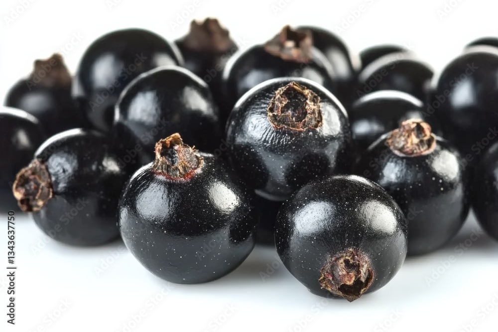 Fresh black currants arranged on a white surface ready for culinary use or sale in markets Fresh black currants arranged on a white surface ready for culinary use or sale in markets