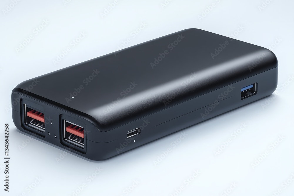 Portable power bank designed for multiple device charging during travel or outdoor activities Portable power bank designed for multiple device charging during travel or outdoor activities