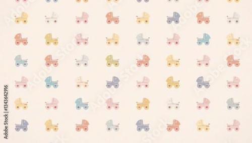 Wallpaper Mural Pastel colored strollers, repeating pattern on light background, image, white, colorful Torontodigital.ca