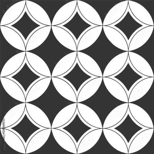 Seamless Geometric and Optical Illusion Patterns in Black and White