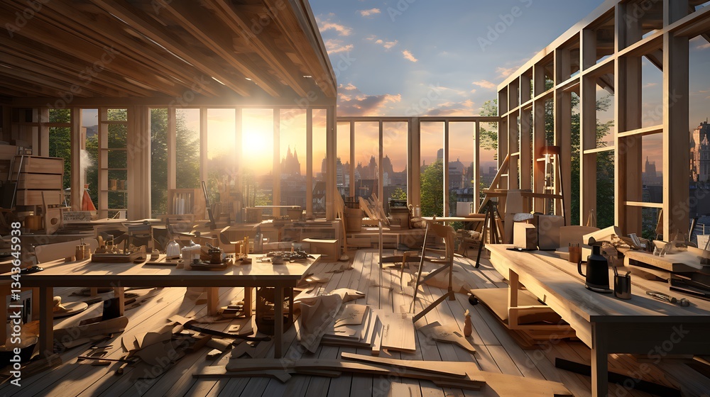 Sunrise Atelier: A Carpenter's Workshop with City Views Sunrise Atelier: A Carpenter's Workshop with City Views
