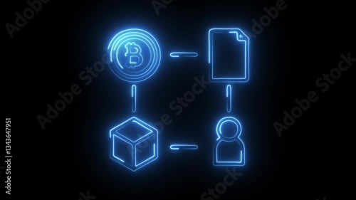 Glowing neon consensus icon isolated on black background. HD Video motion graphic animation
