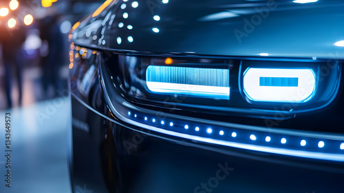High-Tech LED Headlights on a Futuristic Car photo