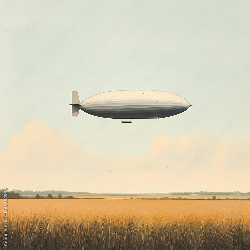 Obraz premium Airship over golden field.