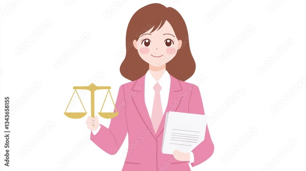 Woman lawyer holding scales and documents, professional, business concept Woman lawyer holding scales and documents, professional, business concept