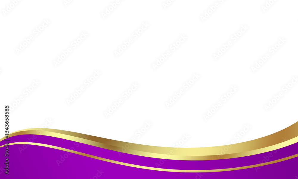 Obraz premium Abstract purple gold luxury curved wavy frame as cover decoration isolated on white background