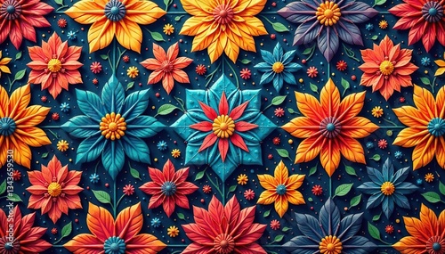 Wallpaper Mural Intricate floral textile design, repeating motif, print, design Torontodigital.ca