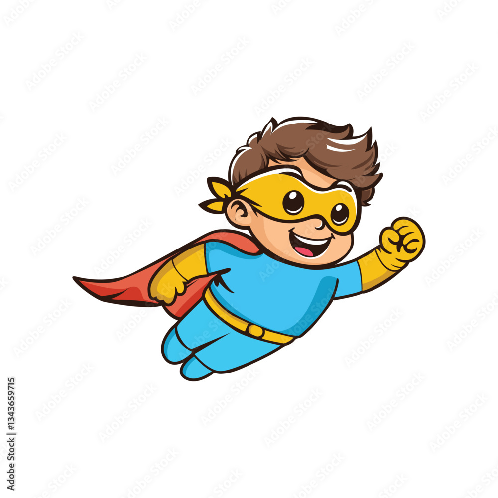 Super kid vector illustrator isolated, cartoon illustration of a little boy Super kid vector illustrator isolated, cartoon illustration of a little boy