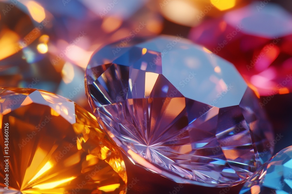 Colorful gemstones sparkle in the light, showcasing their brilliant facets and vibrant hues, creating a captivating display