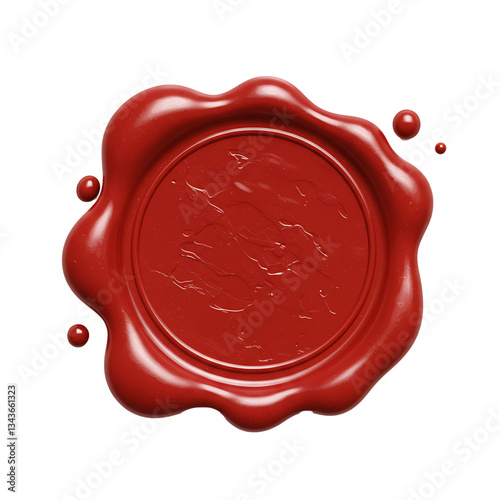 red wax seal isolated on white, balnk red wax seal
