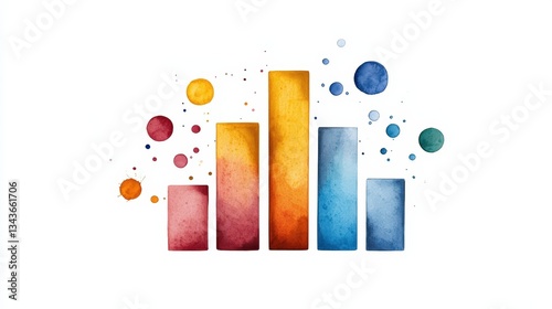 Colorful watercolor bars illustrate data visualization in a stylish and creative way, perfect for presentations or reports.