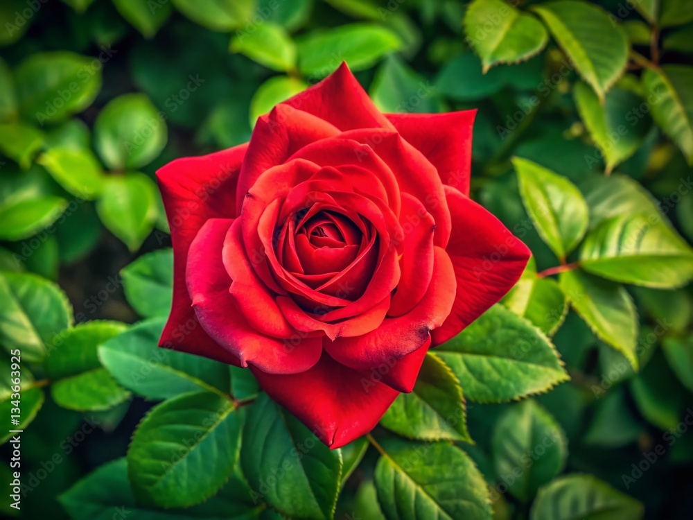 Aerial View of Single Rose in Bloom - Stunning Floral Photography Aerial View of Single Rose in Bloom - Stunning Floral Photography