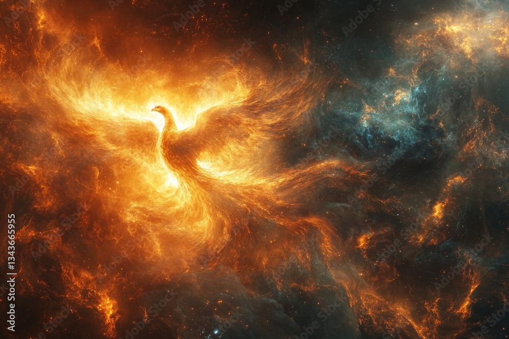 custom made wallpaper toronto digitalCosmic phoenix rising from fiery nebula in deep space during a vibrant stellar event