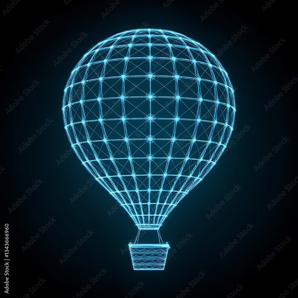 Naklejka premium Abstract vector polygonal air balloon illustration mesh spheres with lines and points