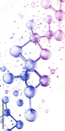 Colorful molecular structure with purple and blue atoms photo