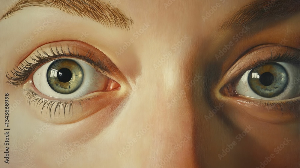 Naklejka premium Close-up realistic painting of wide open eyes.