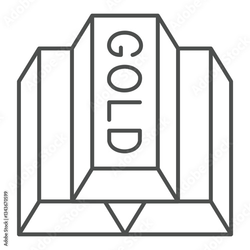 Gold bars thin line icon, bank account concept. Vector graphics. Jewelry valuable metal sign on white background, outline style icon for mobile or web design.