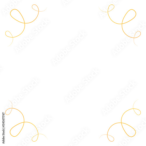 Decorative golden frame of curly element, isolated on a transparent background. Vector illustration.