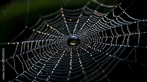 Dewdrop on spider web