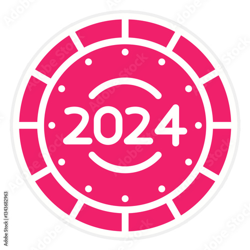 Vector Design New Year Clock Icon Style