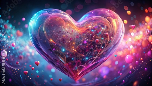 AI Generated Abstract Heart: Romantic Love Symbol, Digital Art