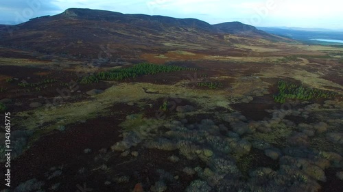 Aerial view of the Struie in the Scottish Highlands of northern Scotland UK 