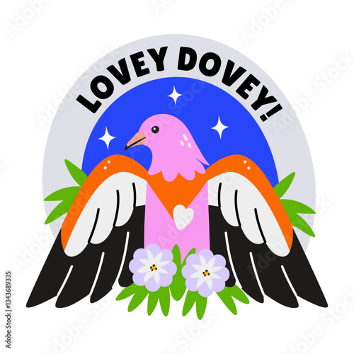 A flat style sticker of a cute lovely dove