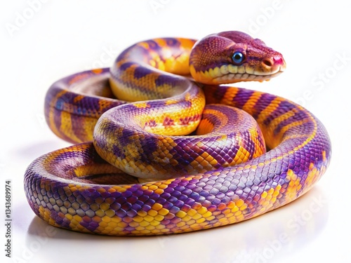 Amethystine Python, Scrub Python, Morelia amethistina, Snake, Reptile, Isolated on White, Drone Photography photo