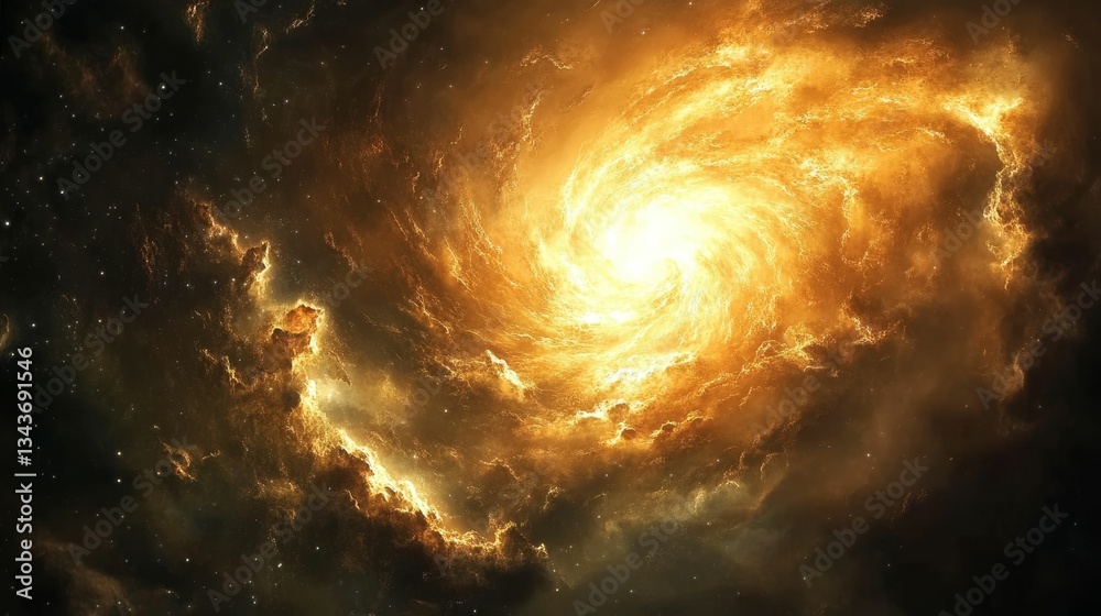Fototapeta premium Swirling celestial galaxy ablaze in cosmic fire.