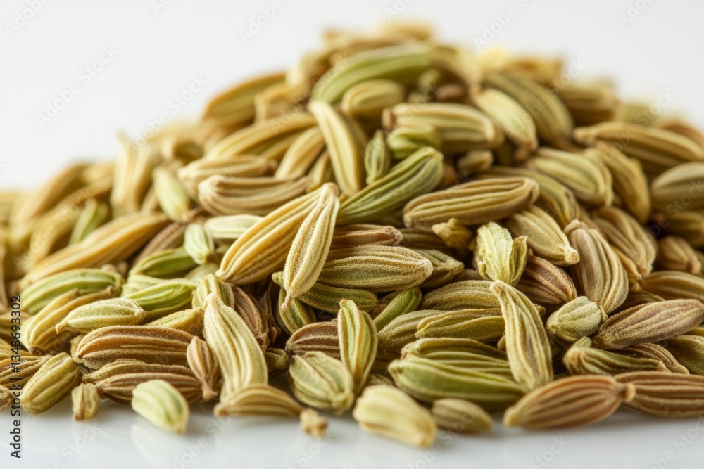 Obraz premium Fennel seeds display showcasing their unique colors and textures in a close-up view