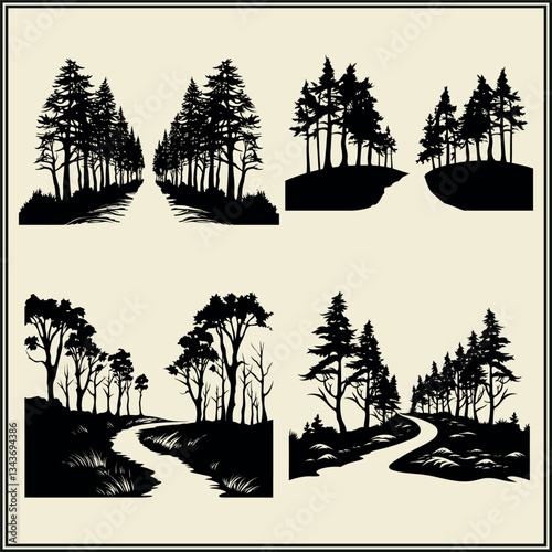 Silhouette of a Forest Pathway, Nature Trail