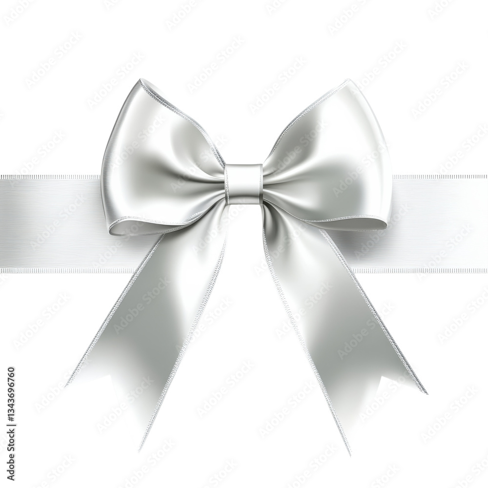 Naklejka premium Elegant white satin bow on a smooth white background perfect for decorating gifts or special occasions on transparent background