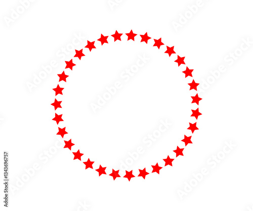 Red Stars Circle Frame Decorative Border Vector