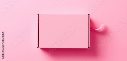 Pink customizable box on pink background, minimalist product shot, container, mock-up